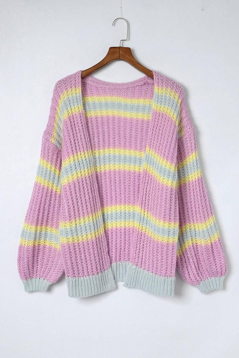 Cozy Striped Cable Cardigan: Stay Warm and Stylish All Season Long