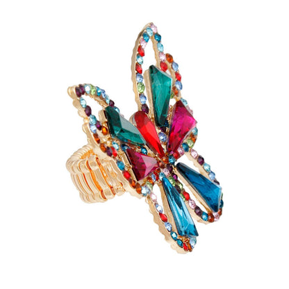 Dazzle & Shine in Gold Tone Butterfly Ring with Crystals & Rhinestones