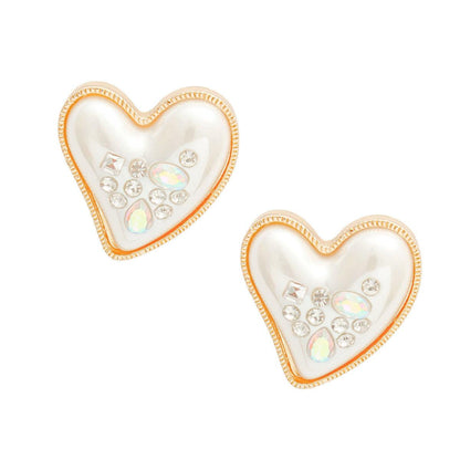 Dazzle with Every Wear: Pearlised Heart Gold Earrings You'll Adore