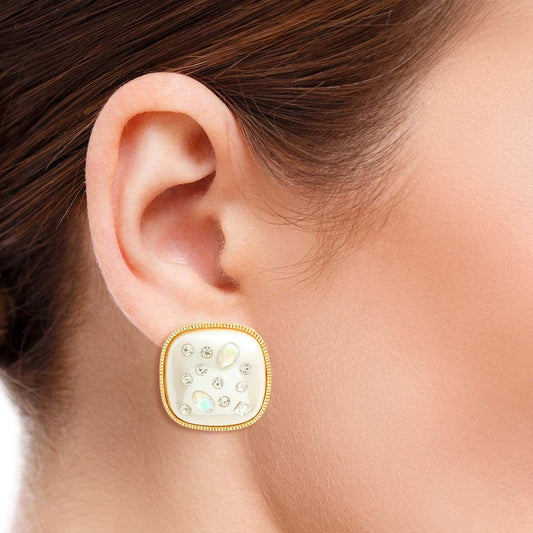 Dazzle with Gold & Cream Pearl Earrings with Aurora Detailing