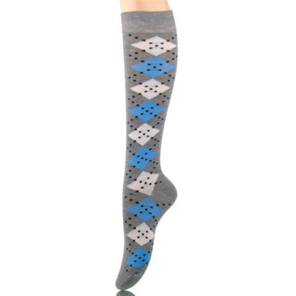 Diamond Diva: Gray Women's Socks with Dazzling Patterns