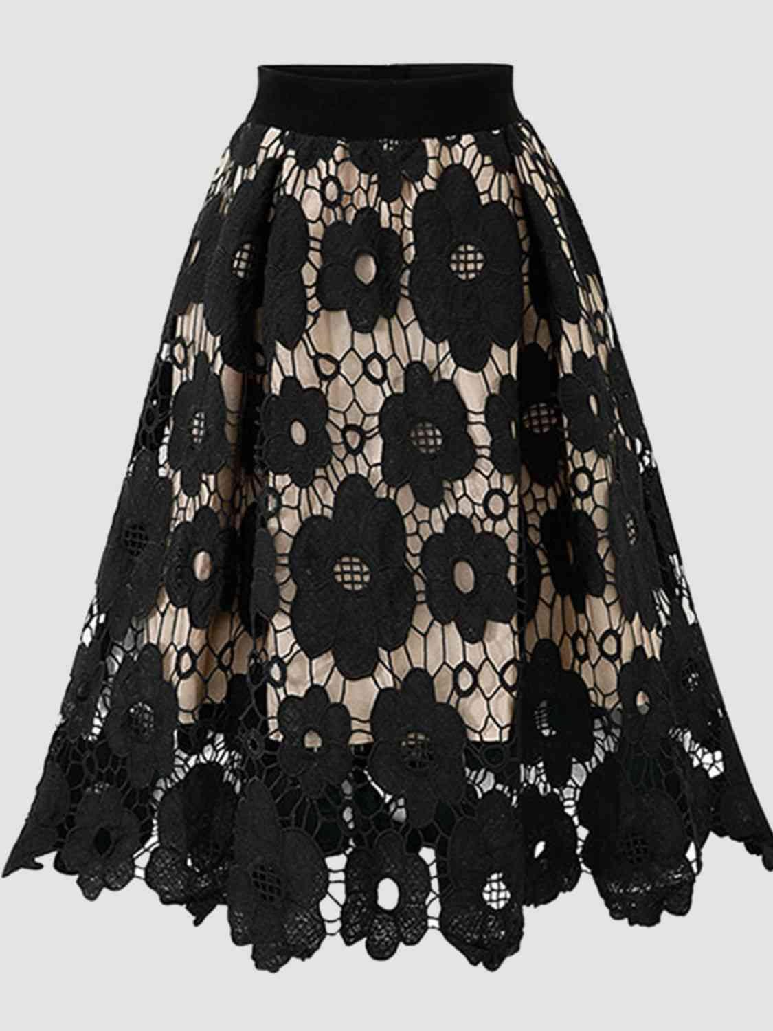 Effortlessly Chic: Floral Lace A-Line Skirt for Trendsetters