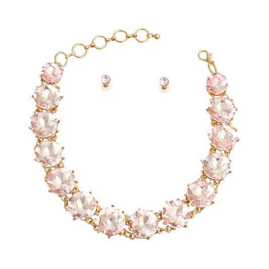 Elegant Pink Rhinestone Necklace Set for Glamorous Evenings