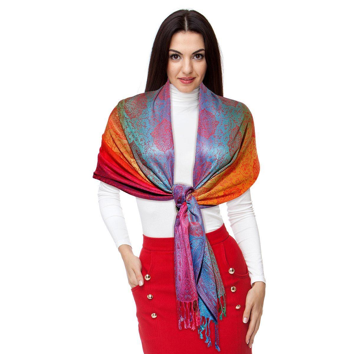 Elegant Red and Multicolor Paisley Pashmina Scarf for Women: A Timeless Fashion Statement