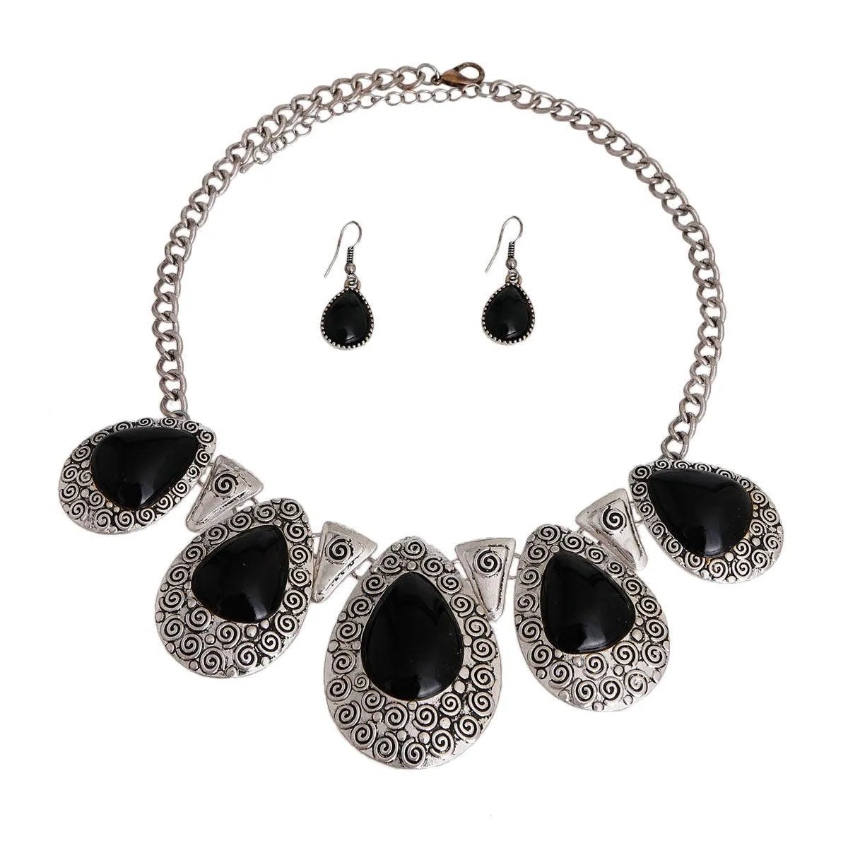 Elegant Teardrop Collar Necklace & Earrings Set