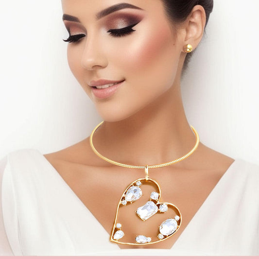 Elevate Your Elegance with the Clear Heart Necklace Set