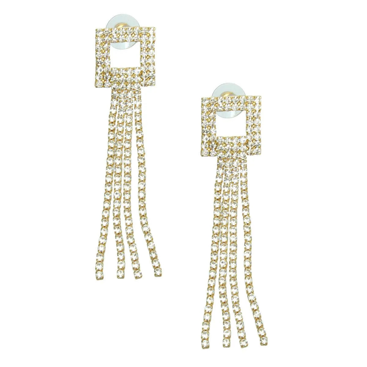 Elevate Your Style: Gold-Tone Square Earrings with Fringe Detail