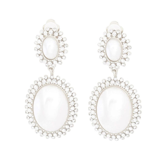 Elevate Your Style: Silver Faux Pearl Halo Earrings for Women - Fashion Jewelry