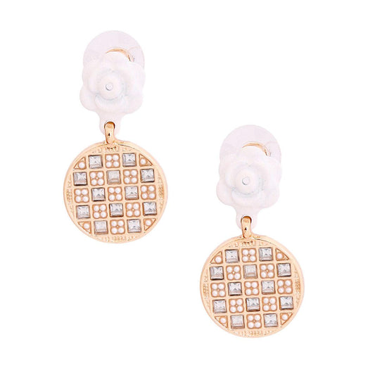 Elevate Your Style: White Flower Stud Earrings Medallion Drop