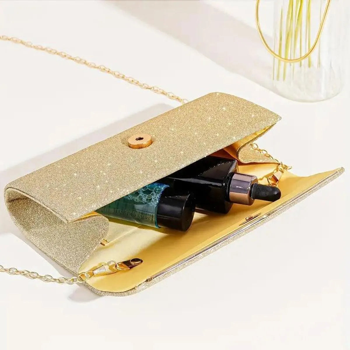 Gold glitter clutch clearance bag