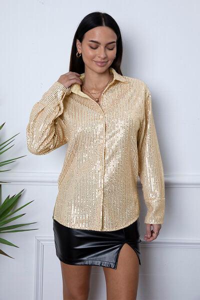 Elevate Your Wardrobe: Versatile Long Sleeve Sequin Shirt for Women