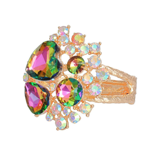 Fabulous Pink & Green Bloom Cuff: Your Next Gold Bracelet Obsession