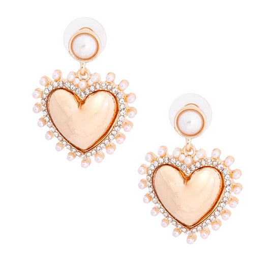 Fashion Jewelry: Cream Pearl & Gold Heart Earrings for Stylish Women