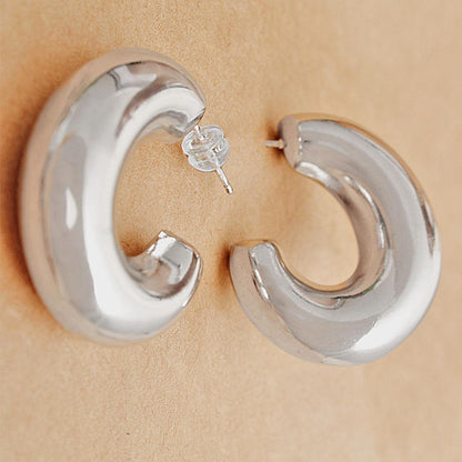 Fashion Jewelry: Shop the Best 14K White Gold Puffy Open Hoop Earrings Today