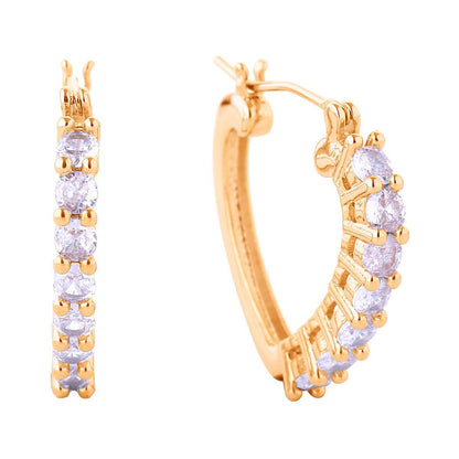 Fashion Jewelry to Dazzle in Style: Small CZ Heart Hoop Earrings in Gold for Women