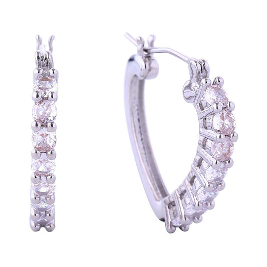 Fashion Jewelry to Dazzle in Style: Small CZ Heart Hoop Earrings in White Gold for Women