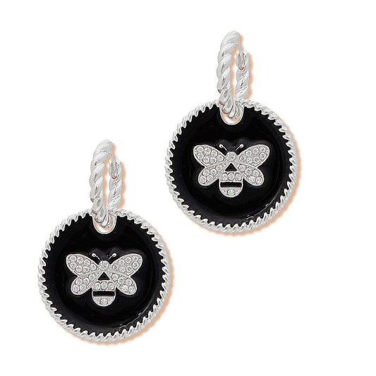 Fashion Jewelry: Whimsical Black & Silver Bee Earrings for Unique Fashionistas