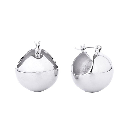 Flattering and Versatile: Medium White Gold Ball-hoop Earrings