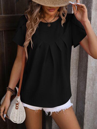 Flattering Ruched Blouse with Petal Sleeves | Stylish Women's Fashion