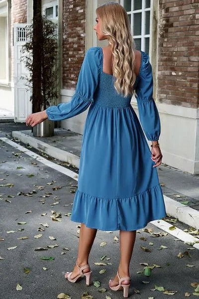 Flattering Square Neck Dress with Balloon Sleeves