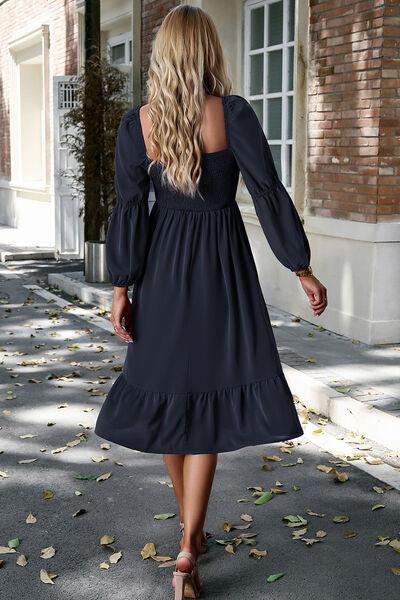 Flattering Square Neck Dress with Balloon Sleeves
