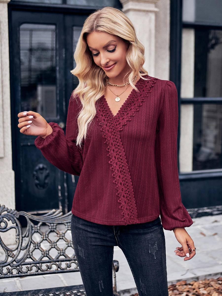Flaunt Your Feminine Charm in our Lace Balloon Sleeve Blouse