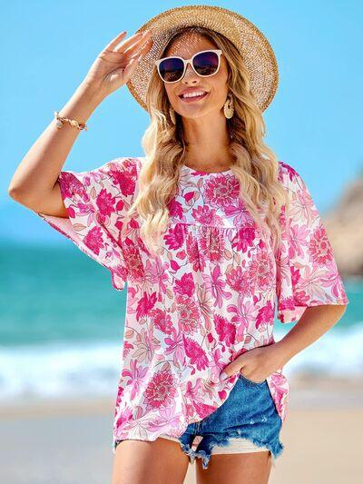 Floral Printed Half Sleeve Blouse for Everyday Style