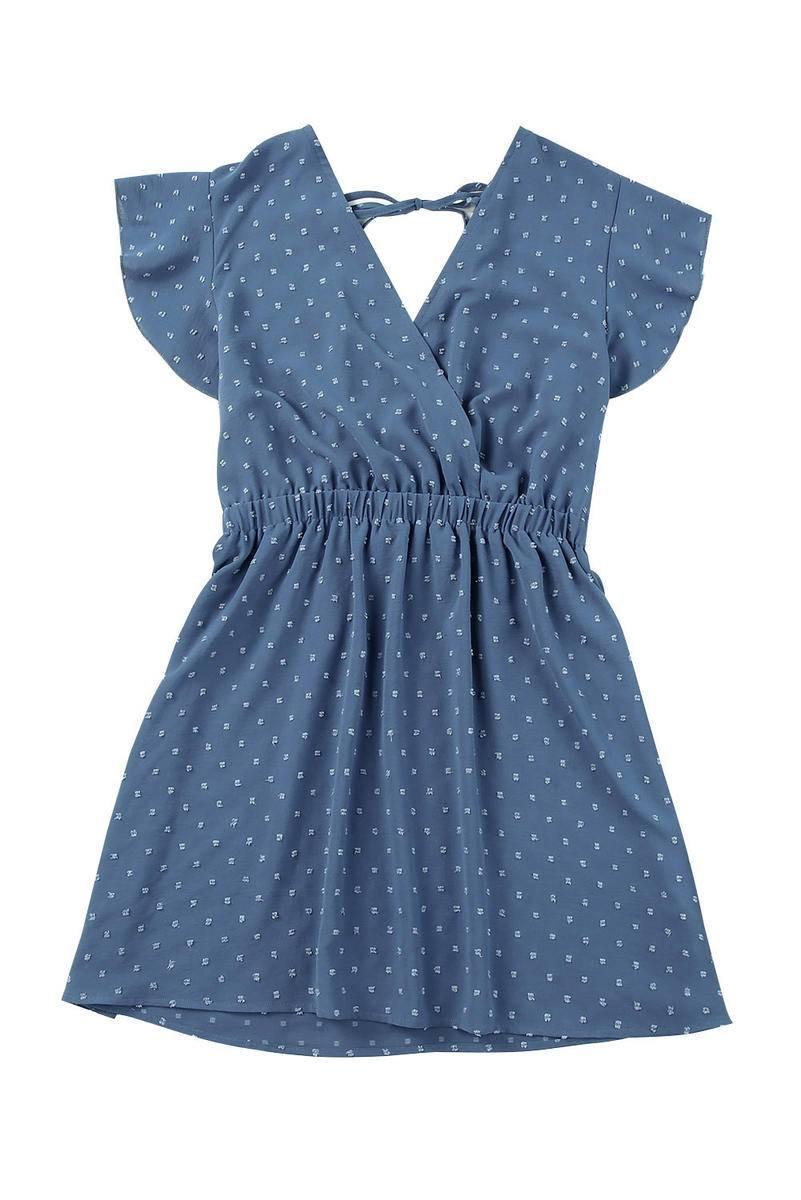 Get Beach-Ready with our Swiss Dot V Neck Wrap Dress - Shop Now!