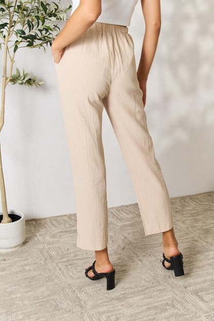 Get Comfy: Khaki Pull-On Pants with Pockets for Women