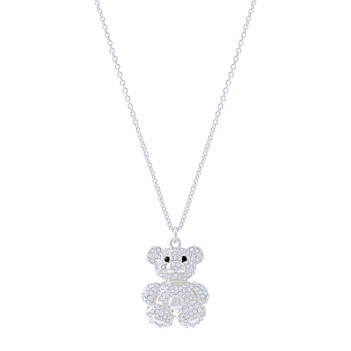 Get Cute with a Silver Teddy Bear Necklace - Perfect Shine & Style for Women
