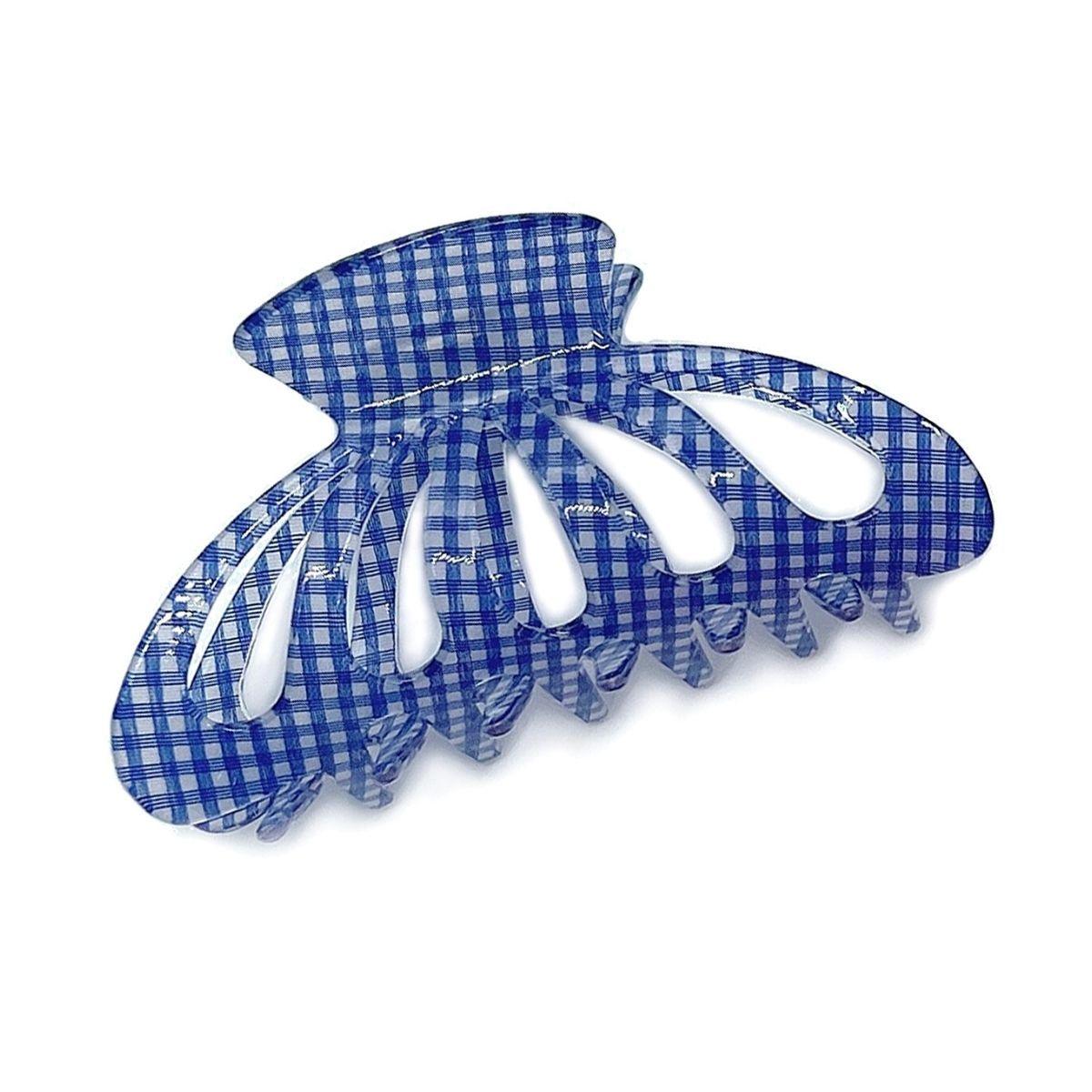Get Effortless Style: Blue Gingham Hair Claw Clip - Buy Now