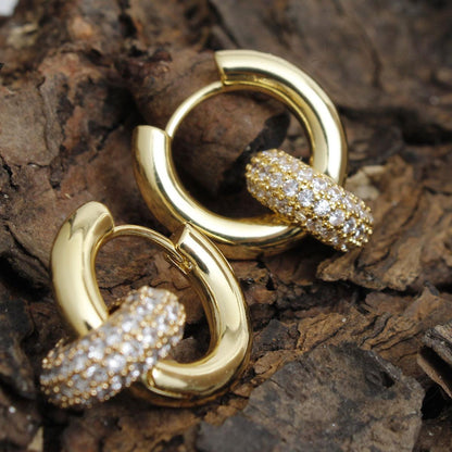 Get Glamorous: Explore Fashion Jewelry Essentials - Gold Pave Ring and Huggie Hoop Earrings