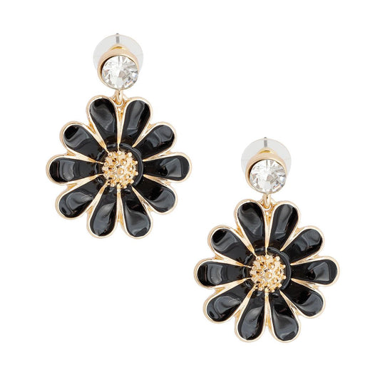 Get Groovy: Black Daisy Earrings for a Sweet Mod Style!