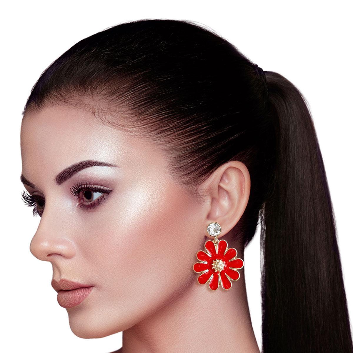 Get Groovy: Red Daisy Earrings for a Sweet Mod Style!