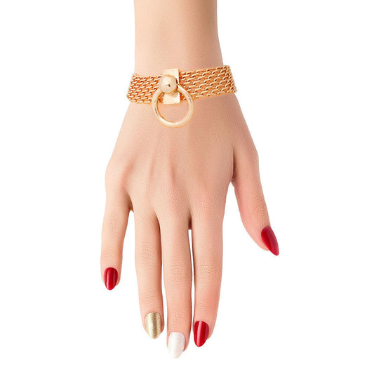 Get Noticed with Gold Mesh Chain Toggle Bracelet: Fashion Jewelry Statement Piece