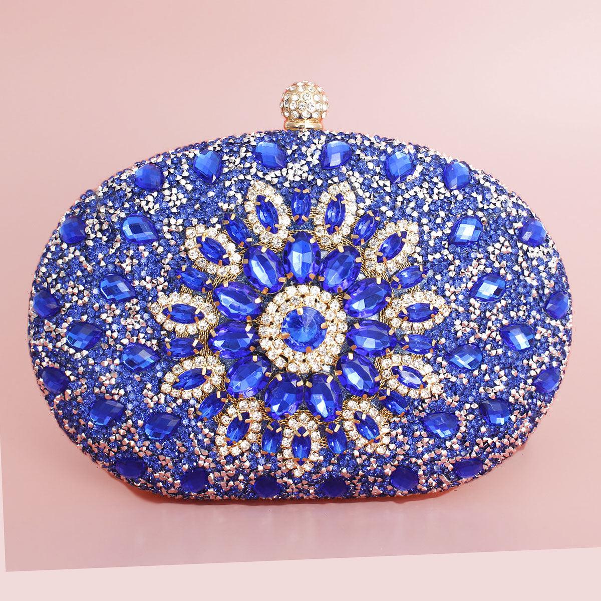 Woman Dark Blue 23 Styles Diamond Evening Bag Wedding Bridal Banquet Party  Crystal Purse High Quality Fashion Luxury Handbag