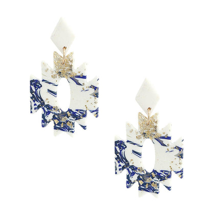 Get Noticed with Stunning Blue and White Zig-Zag Earrings