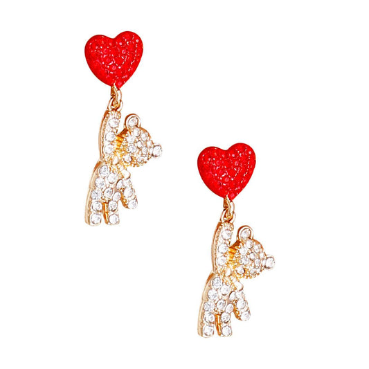 Get Playful: Cutest Drop Teddy Bear Gold Earrings for Women