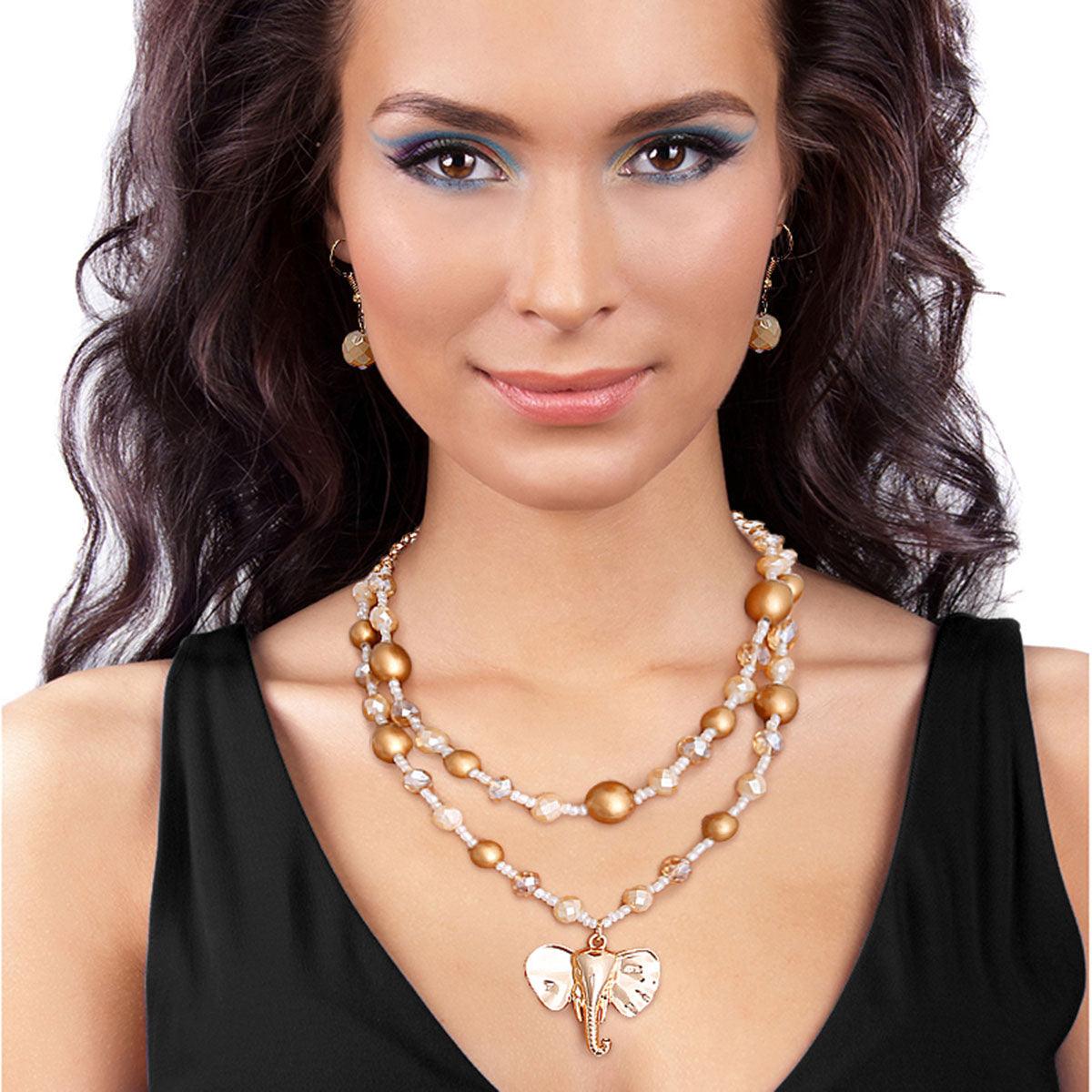 Get ready for a truckload of style with our Elephant Pendant Layered Necklace