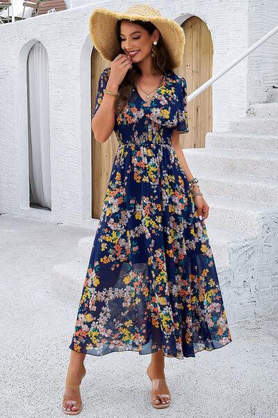 Get Ready for Summer: Smocked Floral V-Neck Dress