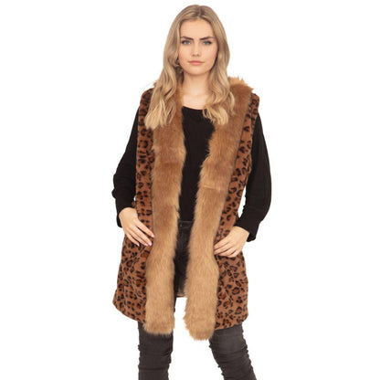 Get Ready to Roar: Trendy Brown Leopard Fun Fur Vest for Women - Buy Now