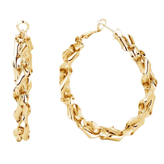Get Ready to Slay with Twisted Gold Finish Hoop Earrings: Stand Out!