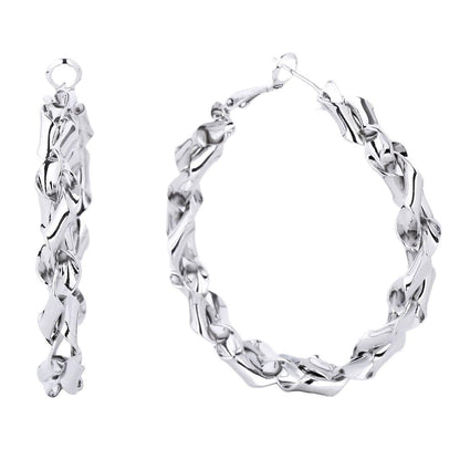 Get Ready to Slay with Twisted White Gold Finish Hoop Earrings: Stand Out!