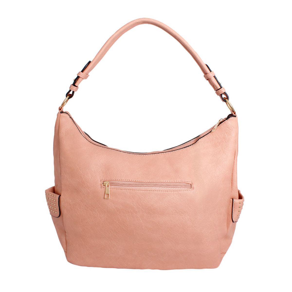 Get Stylish with a Pink Slouchy Gold Studded Detail Top Handle Bag for Women