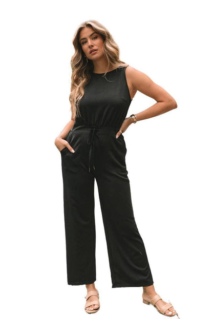 Get Stylish with Sleeveless Wide Leg High Waist Jumpsuit - Shop Now!