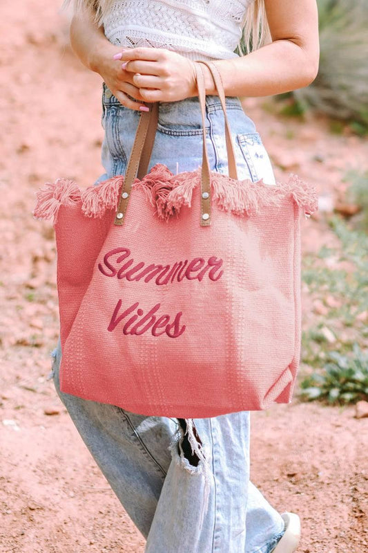 Get Summer-Ready with Our Raw Hem Canvas Pink Tote Bag
