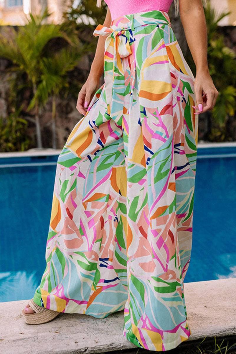 Get the Best Look with Tropical Leafy Print Pants for Women