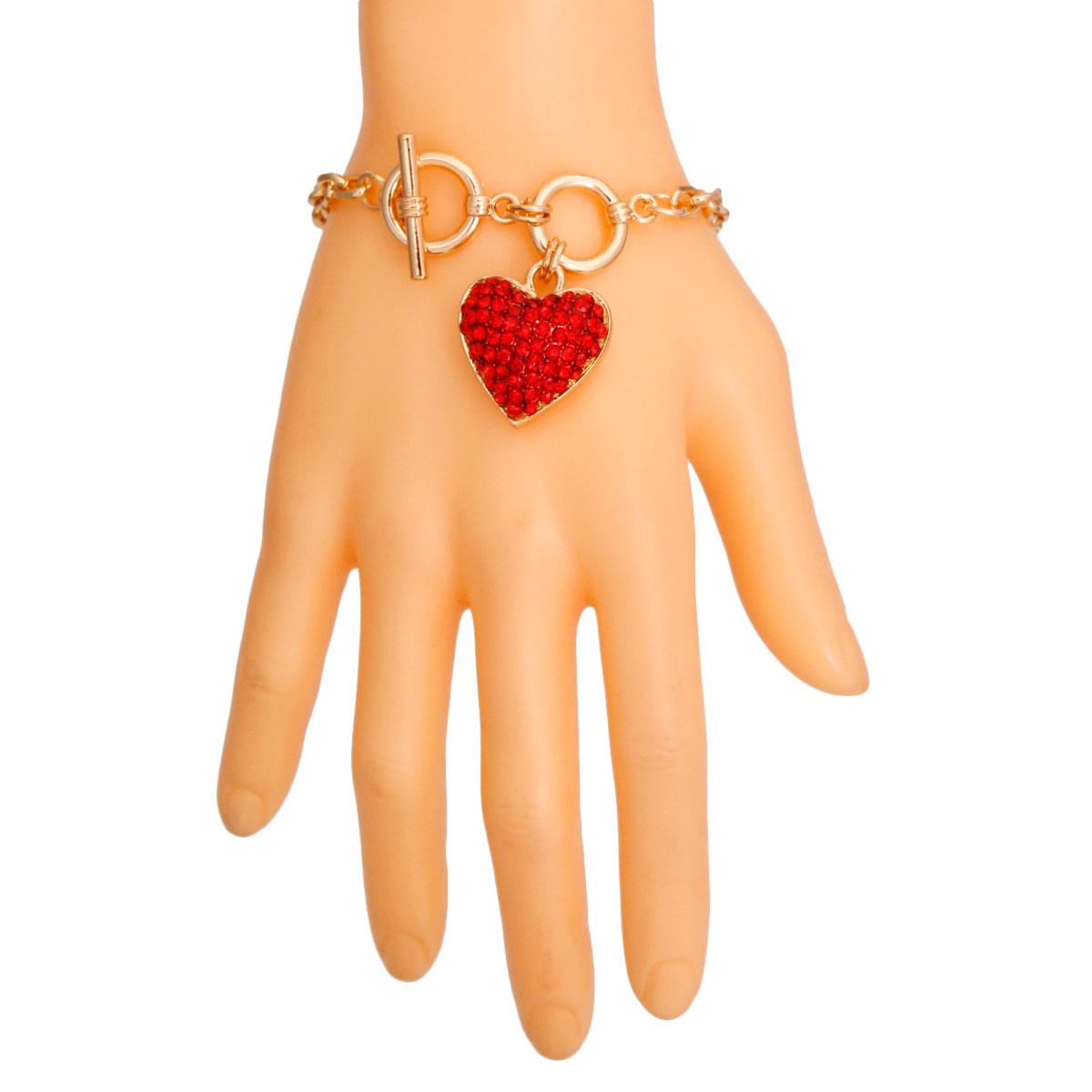 Get Your Hands on the Stunning Red Heart Charm Link Chain Bracelet