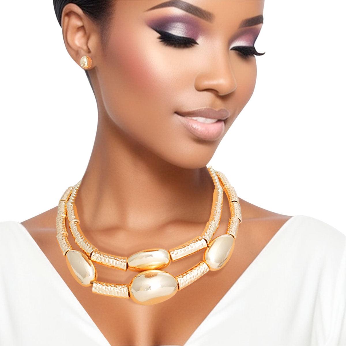 Glam up Your Look with Gold Beads Mixer Necklace Set: Fashion Jewelry