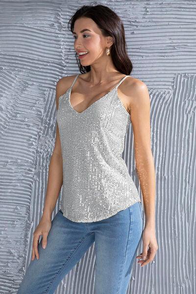 Glamorous Sequin V-Neck Cami: Shop Now for the Perfect Night Out Look